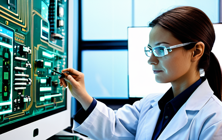 **

"A female engineer, fully clothed in a modest, professional lab coat and safety glasses, working on a complex circuit board in a high-tech laboratory. The background features advanced equipment and glowing displays.  Safe for work, appropriate content, perfect anatomy, correct proportions, well-formed hands, professional, family-friendly, high resolution."

**
