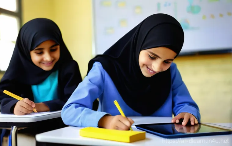디지털 교육에서의 콘텐츠 커스터마이징 - **Prompt 1: Personalized Learning Oasis in an Arab School**
    A vibrant, sunlit modern classroom i...